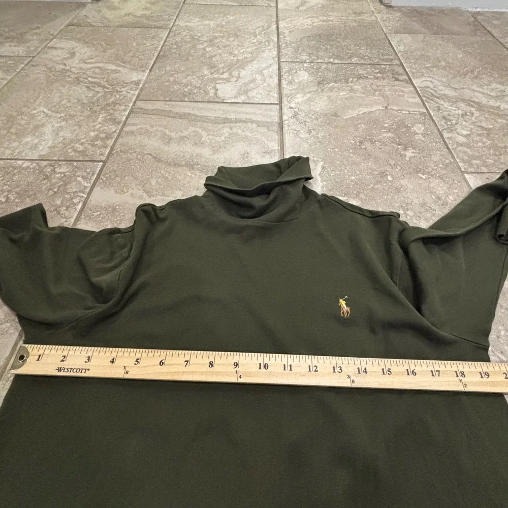 Polo Ralph Lauren Mens Olive Green Cotton Turtleneck Long Sleeve Shirt Size M